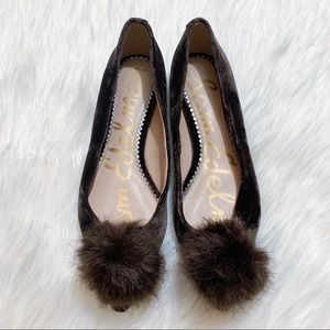 Sam Edelman Faux Fur Pompom Flats 7.5